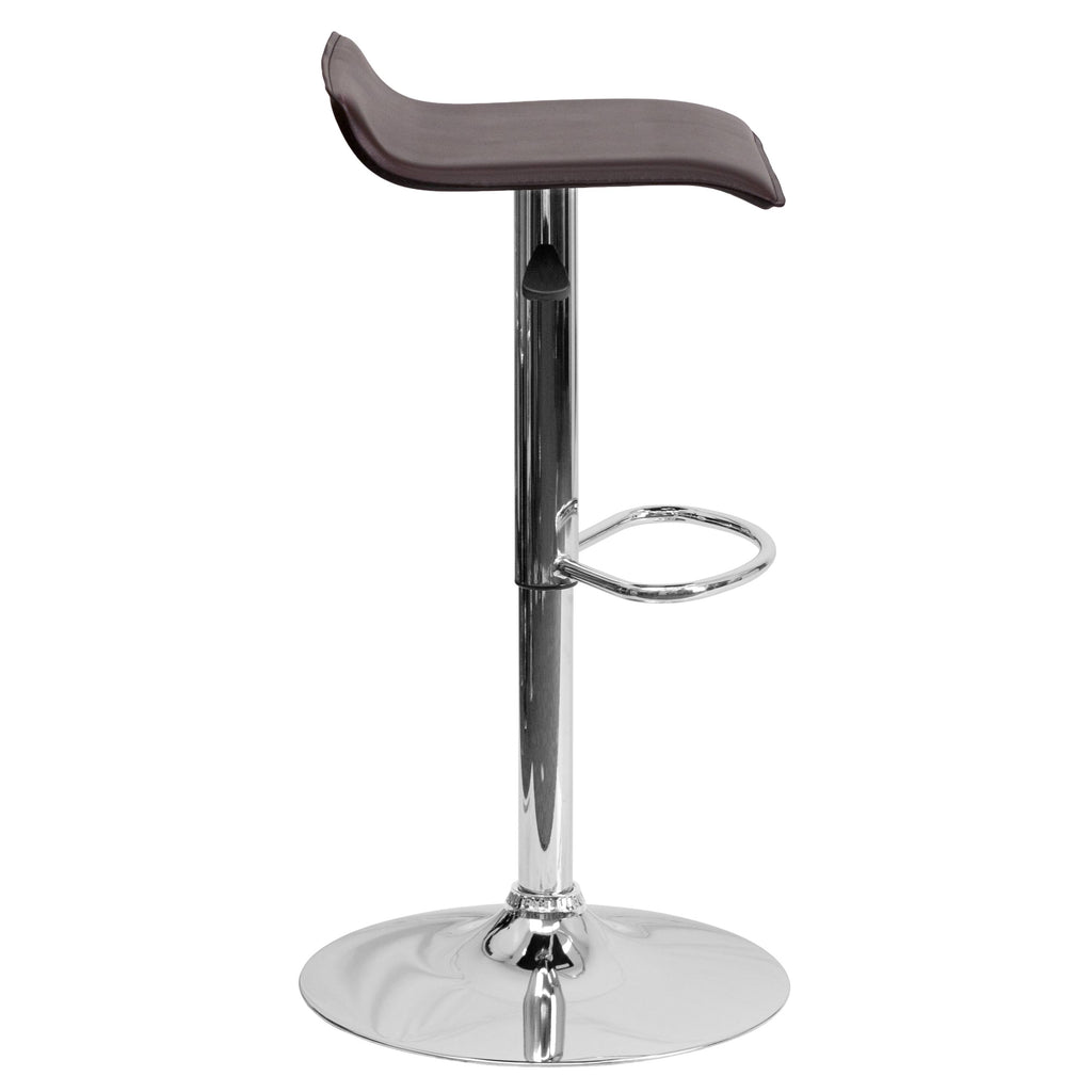Black Vinyl Adjustable Height Barstool with Chrome Base H6138