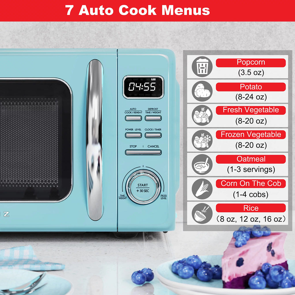 Blue 0.9 cu ft Retro Countertop Microwave Oven O333