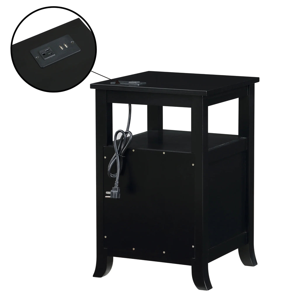 Black Two-Drawer End Table with Charging Station and Shelf S981542