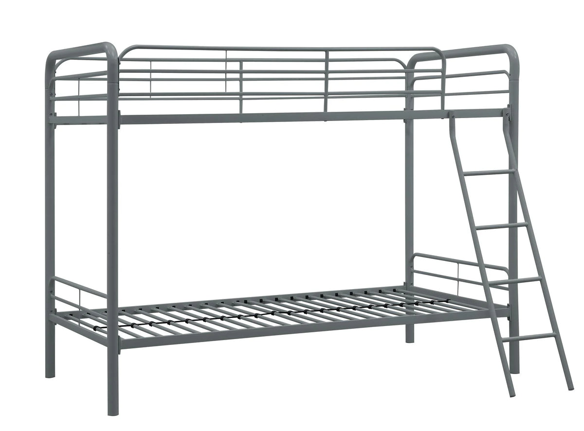 Twin over Twin Metal Bunk Bed with Ladder S6591