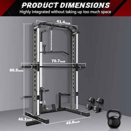 Smith Machine Squat Rack with LAT-Pull Down and Cable Crossover L555076
