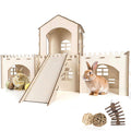 Large Wooden Rabbit Hideout with 3 Chew Toys & Staircase W9988
