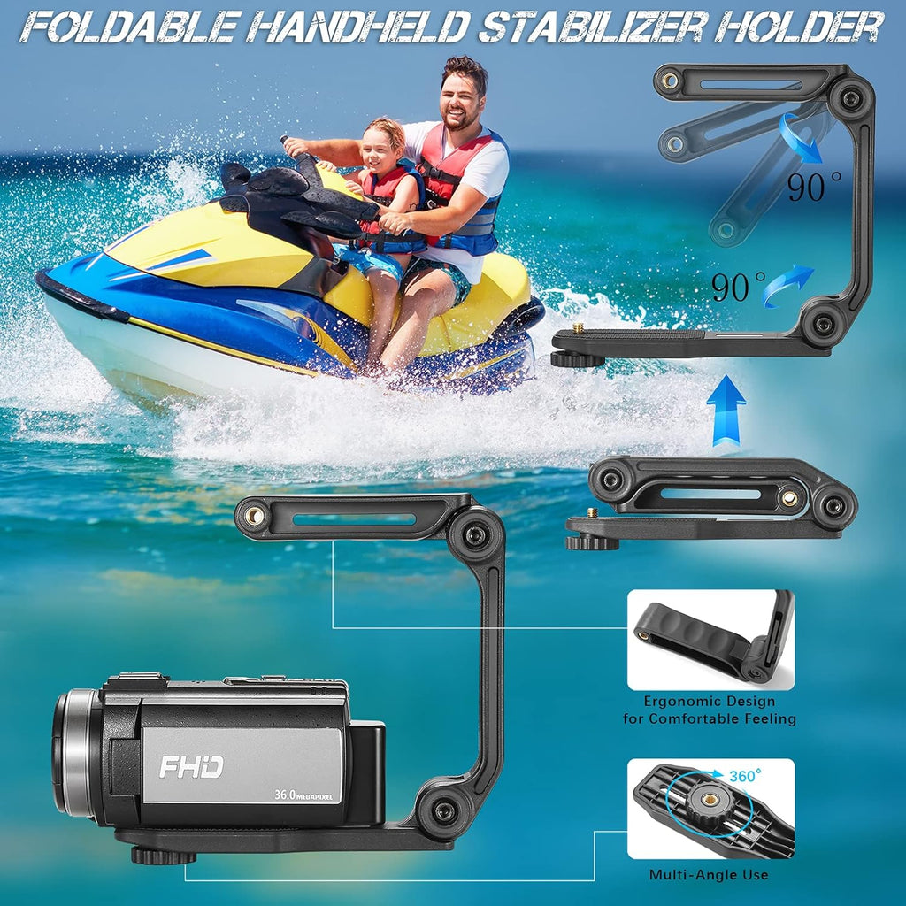 Camcorder 1080P Video Camera 36MP 3.0 Inch IPS Touch Screen IR Night Vision 16X Digital Zoom with External Microphone Handheld Stabilizer Remote Control T53274