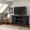 Black TV Stand with Two Side Cabinets and Open Shelves Z90522