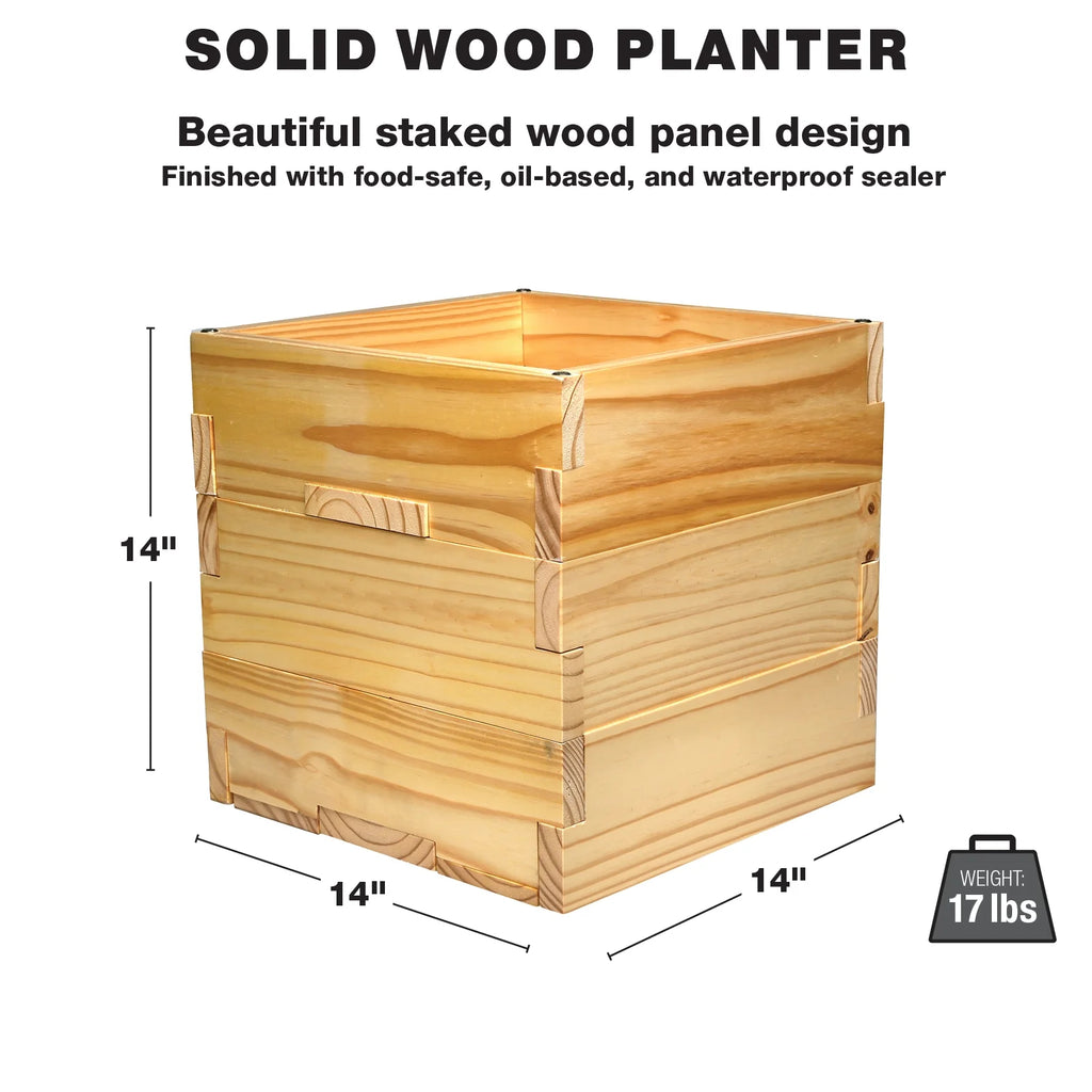 Wooden Planter Box Set with String Light Pole U853482