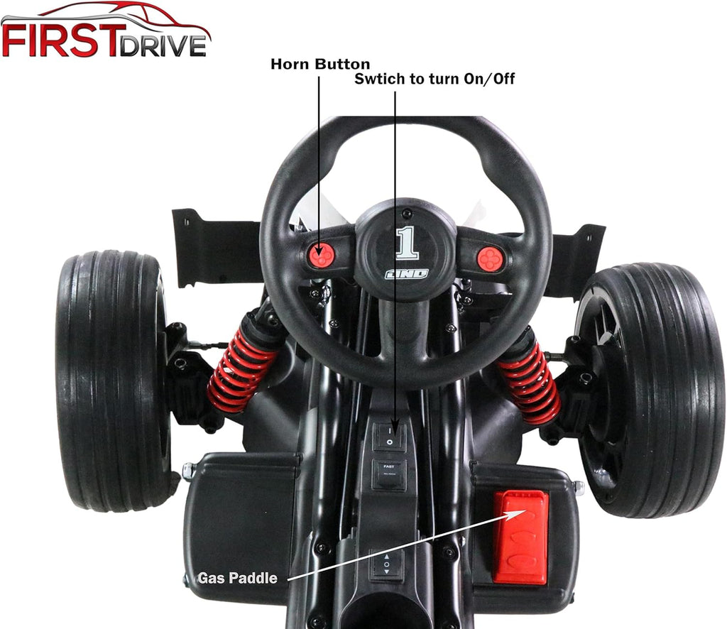 Kids Electric Go Kart 12V White Ride On Toy Car O497287