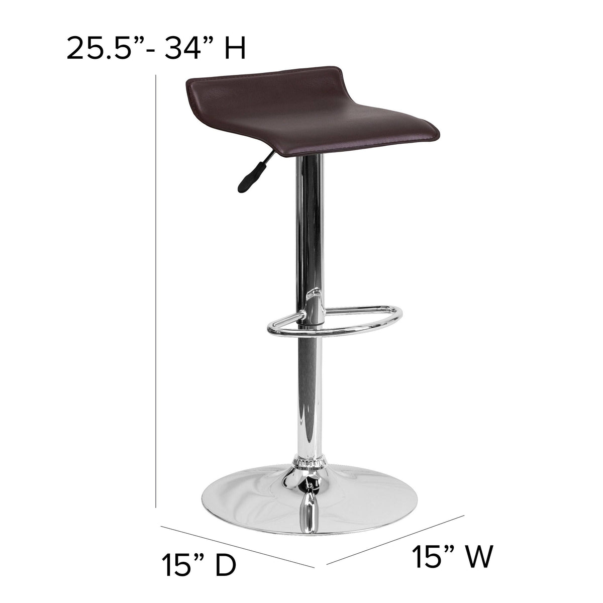 Black Vinyl Adjustable Height Barstool with Chrome Base H6138