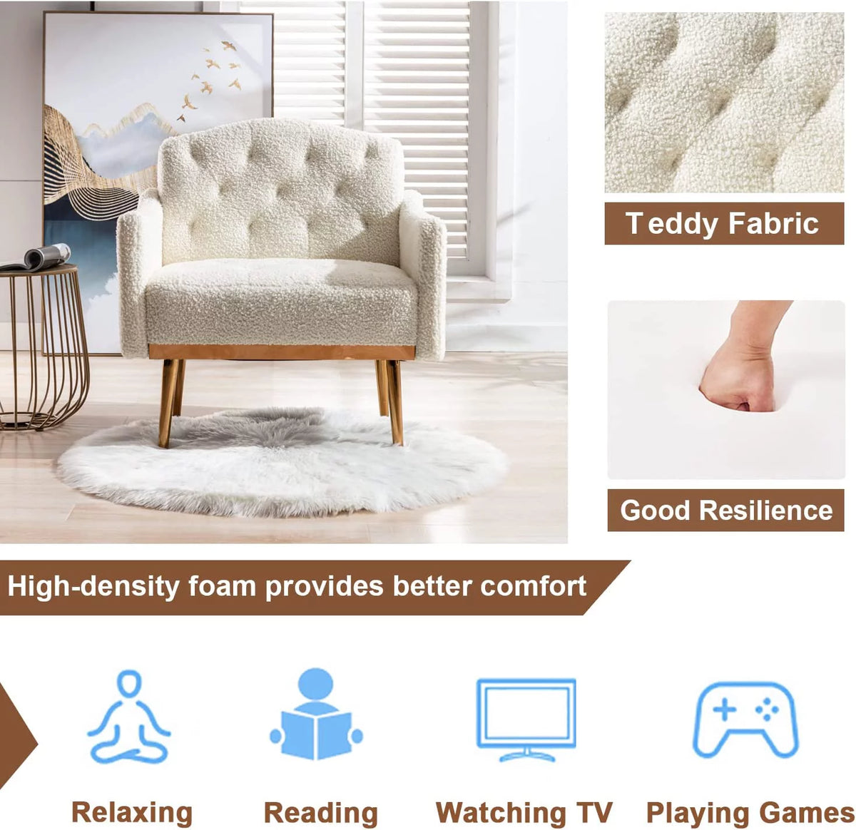 White Upholstered Accent Chair N5698