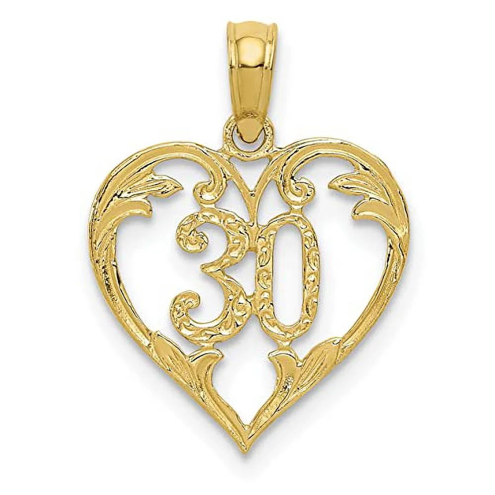 10K Yellow Gold 30 in Heart Cut-out Pendant H602