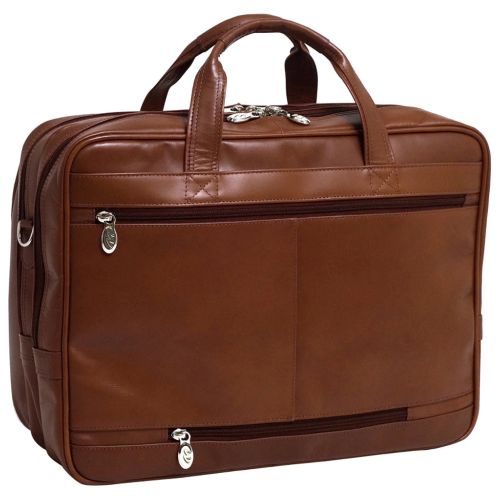 Brown Top Grain Cowhide Leather Laptop Briefcase I157