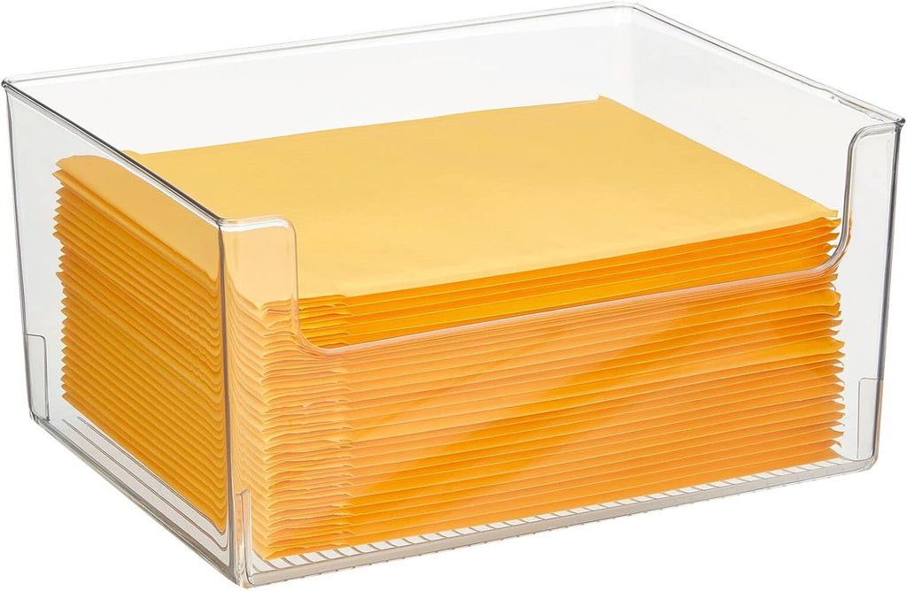 Clear Stackable Plastic Open Front Storage Organizer Bin, 4 Pack K152212