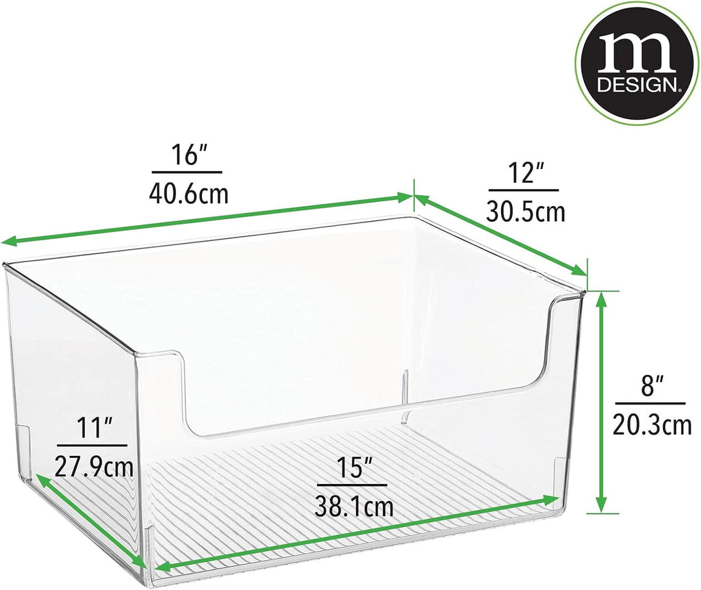 Clear Stackable Plastic Open Front Storage Organizer Bin, 4 Pack K152212