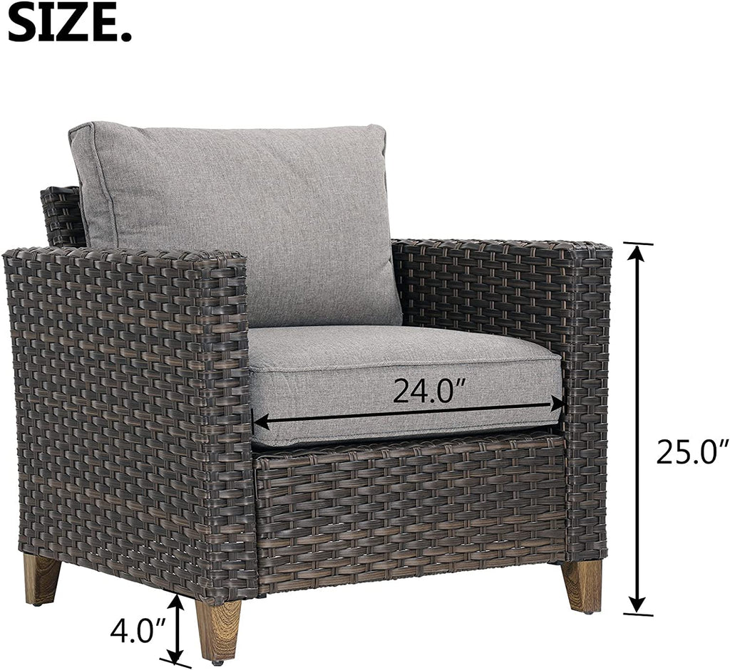 Patio Wicker Sectional Sofa with Thick Cushions and Steel Frame N1685