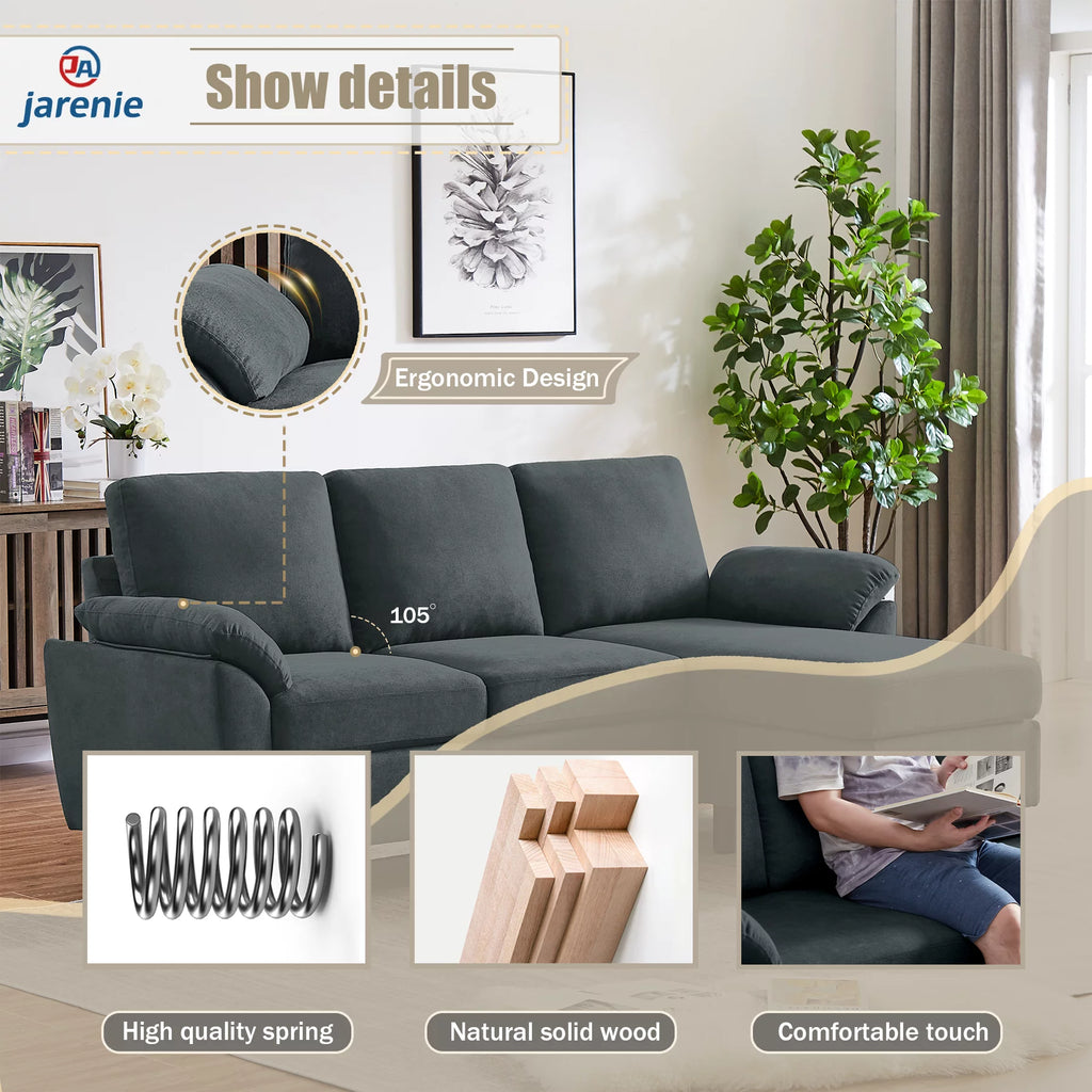 Modern Fabric L-Shaped Sectional Sofa with Ottoman J649957