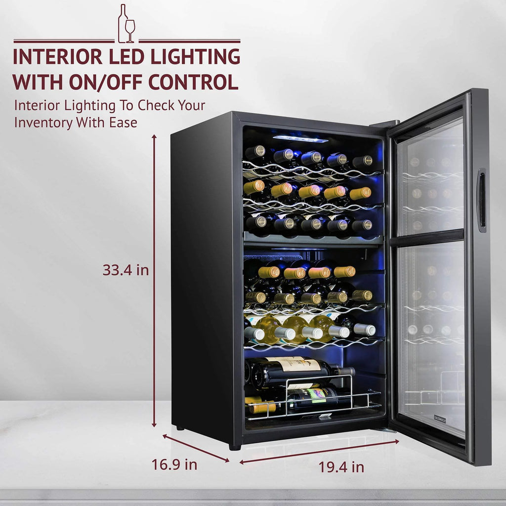 Dual Freestanding 33 Bottle Wine Cooler Y6558