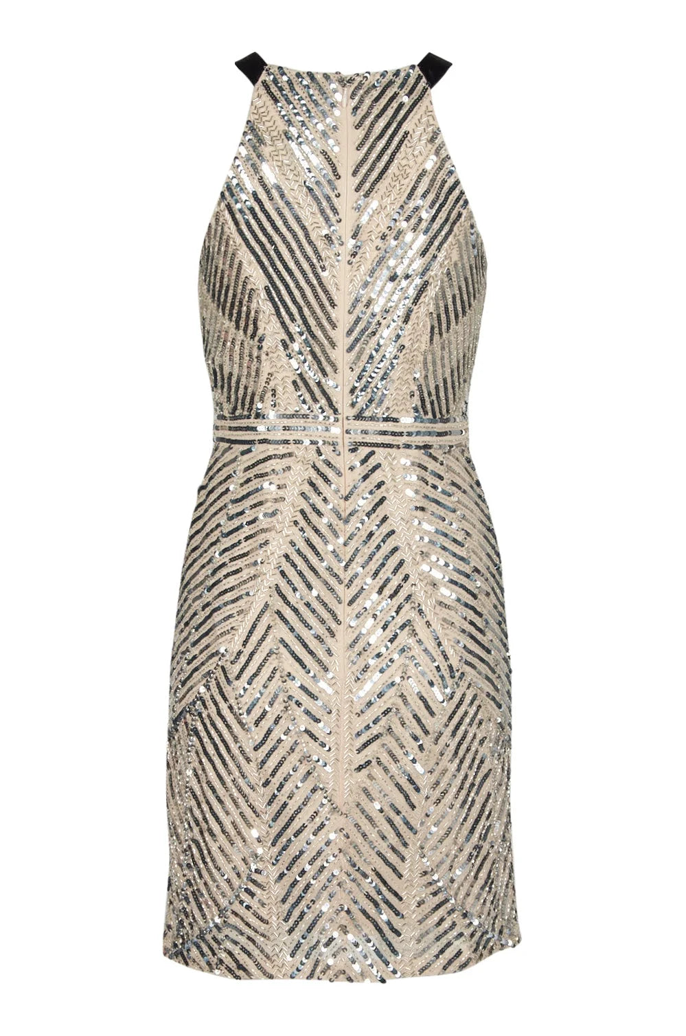 Champagne Halter Neck Bodycon Sequin Dress F8777
