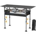 Height Adjustable Folding Camping Table with Mesh Storage and Carrying Bag B94444