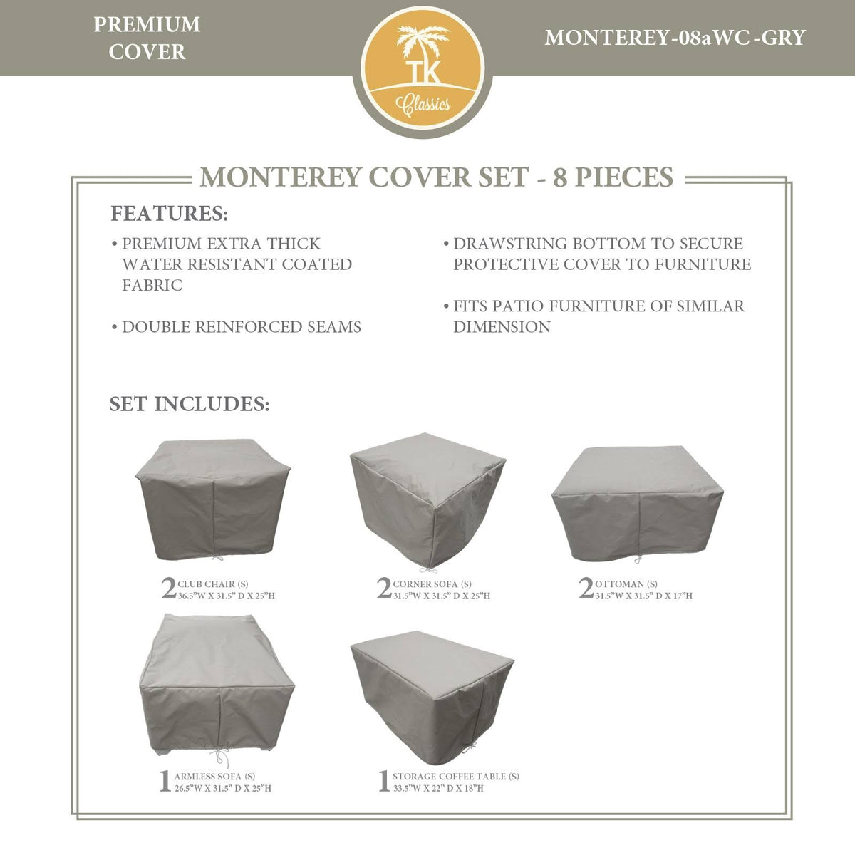 Gray Protective Cover Set D15897