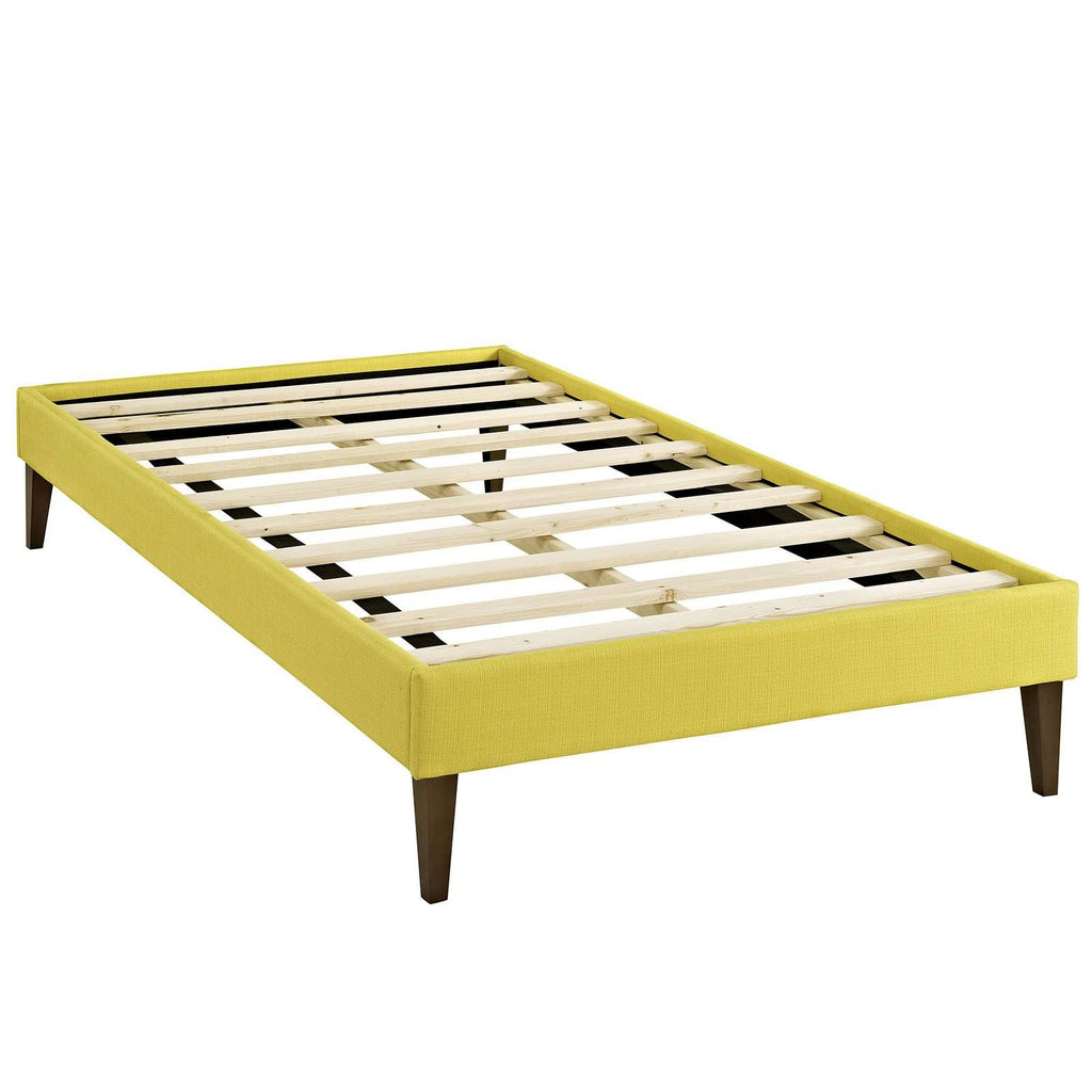 Twin Fabric Bed Frame with Squared Tapered Legs, Light Gray G101