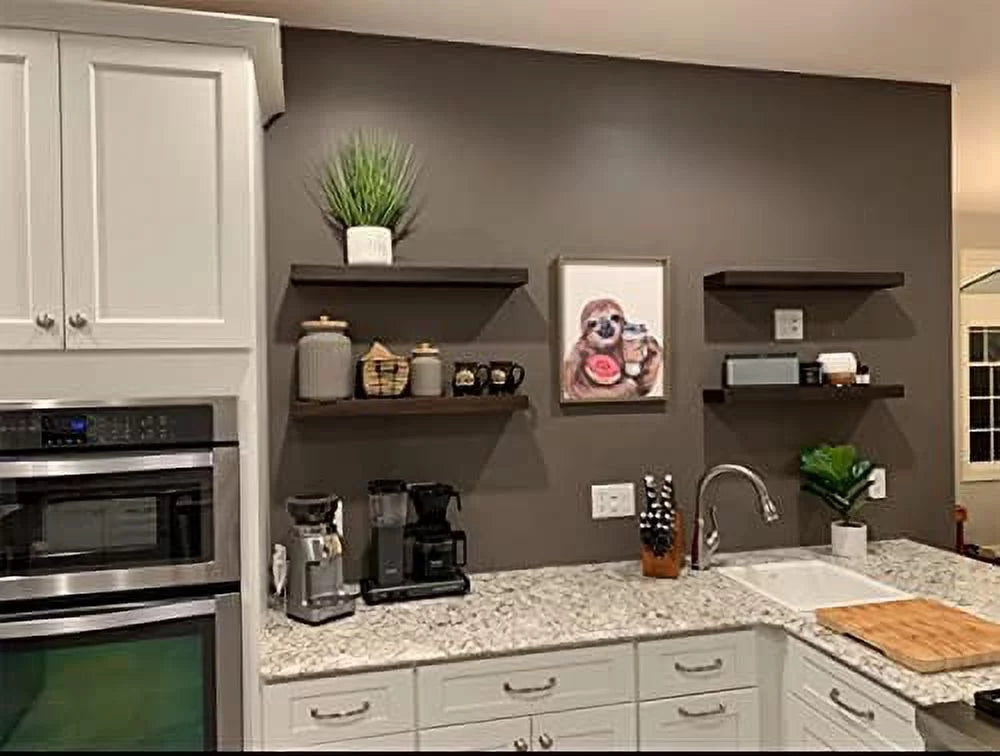 Mocha 42" x 8" x 2" Wooden Floating Wall Shelf G824