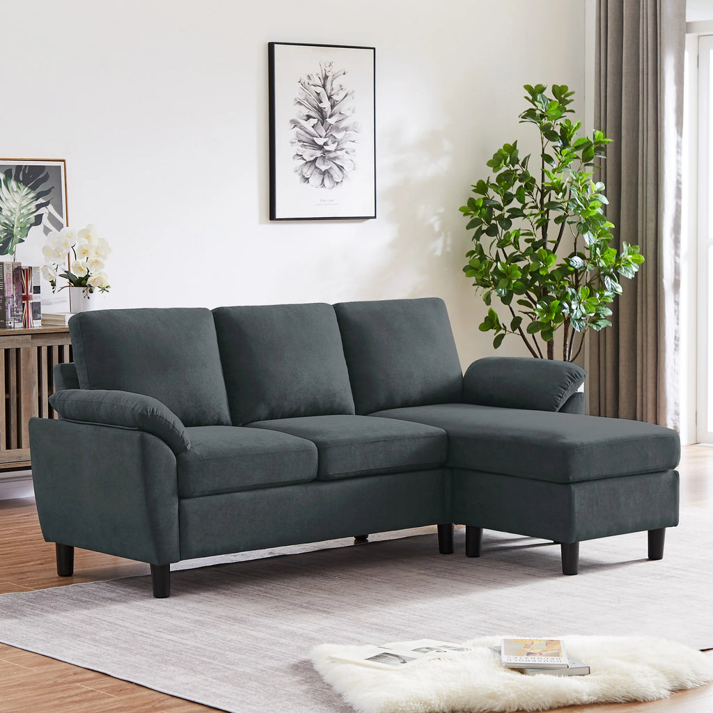 Modern Fabric L-Shaped Sectional Sofa with Ottoman J649957