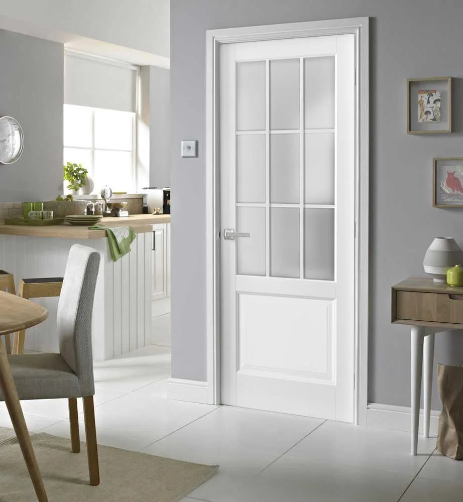 Solid French Door Frosted Glass 9 Lites 36 x 80 inches D3731