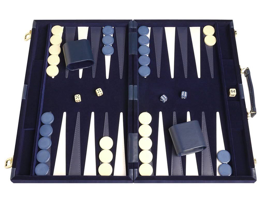 Deluxe Backgammon Set Board Game (Blue - 18x12) G159