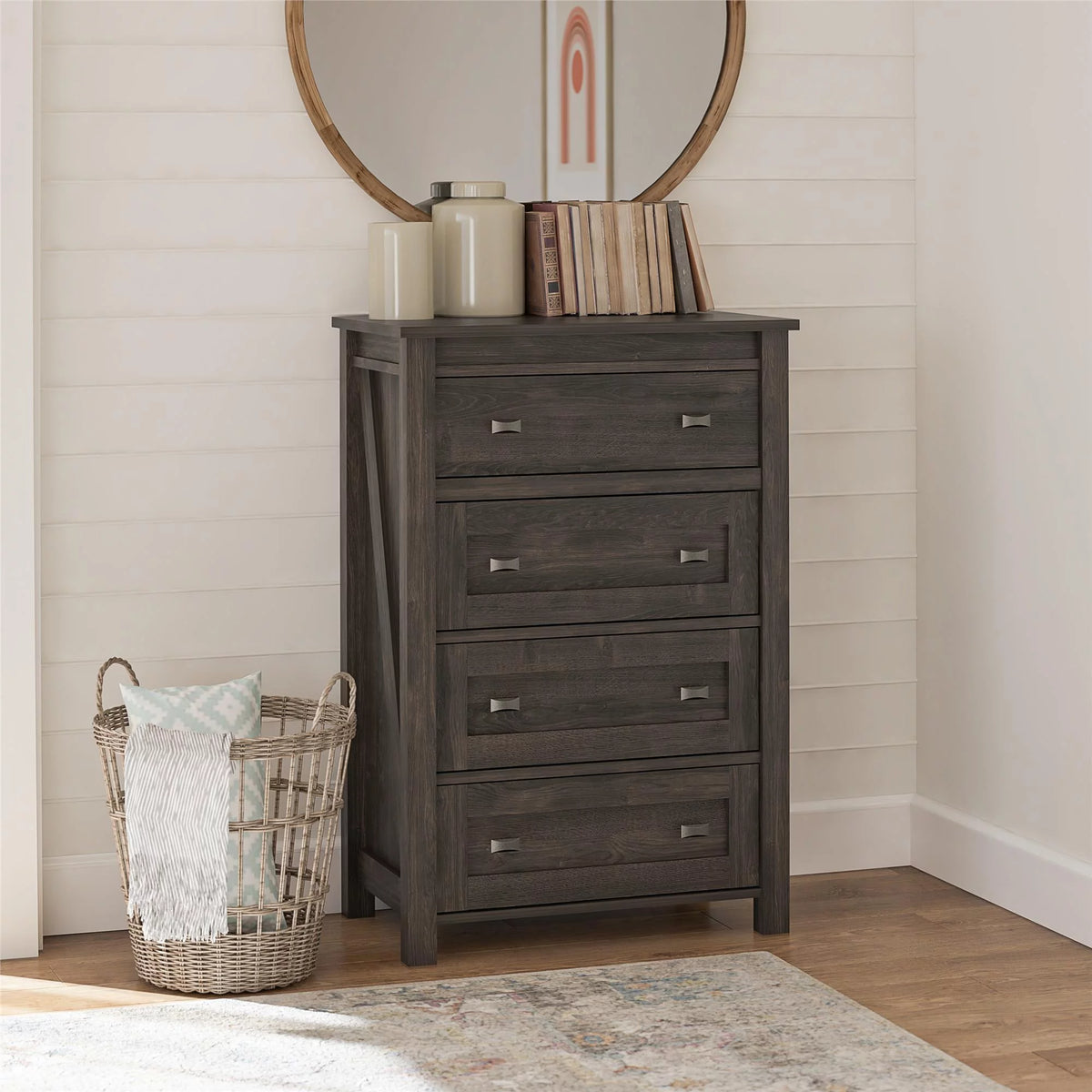 4 Drawer Weathered Oak Dresser U295196