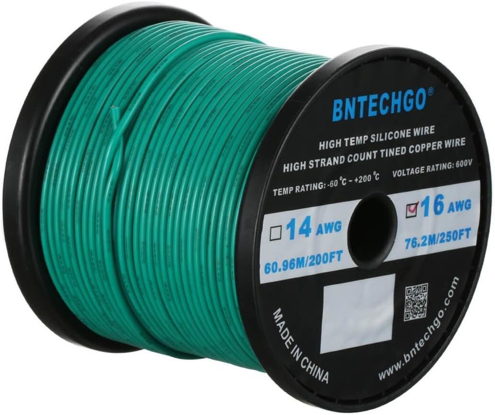 16 Gauge Silicone Wire Spool 500 ft Black Flexible 16 AWG Stranded Tinned Copper Wire E42993