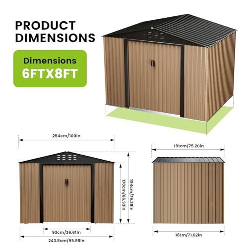 8FT x 6FT Metal Outdoor Storage Shed with Door Lock X67071