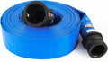 2 x 50FT Blue Discharge Hose with Camlock C and E Fittings, Reinforced PVC Lay Flat Backwash Hose Assembly V69915