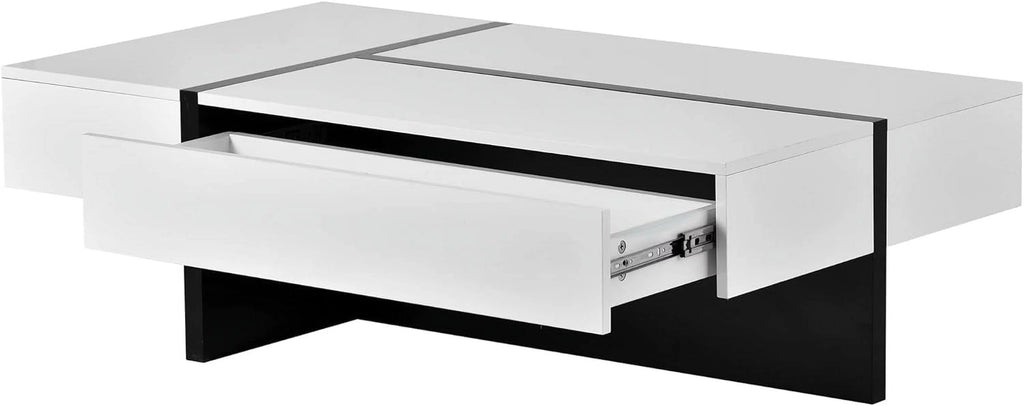 Rectangle Coffee Table with Large Drawer, High Gloss White G5771