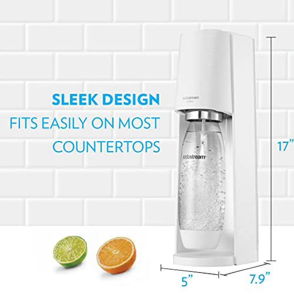 White Sparkling Water Maker Bundle with CO2, Bottles, and Flavors V40904