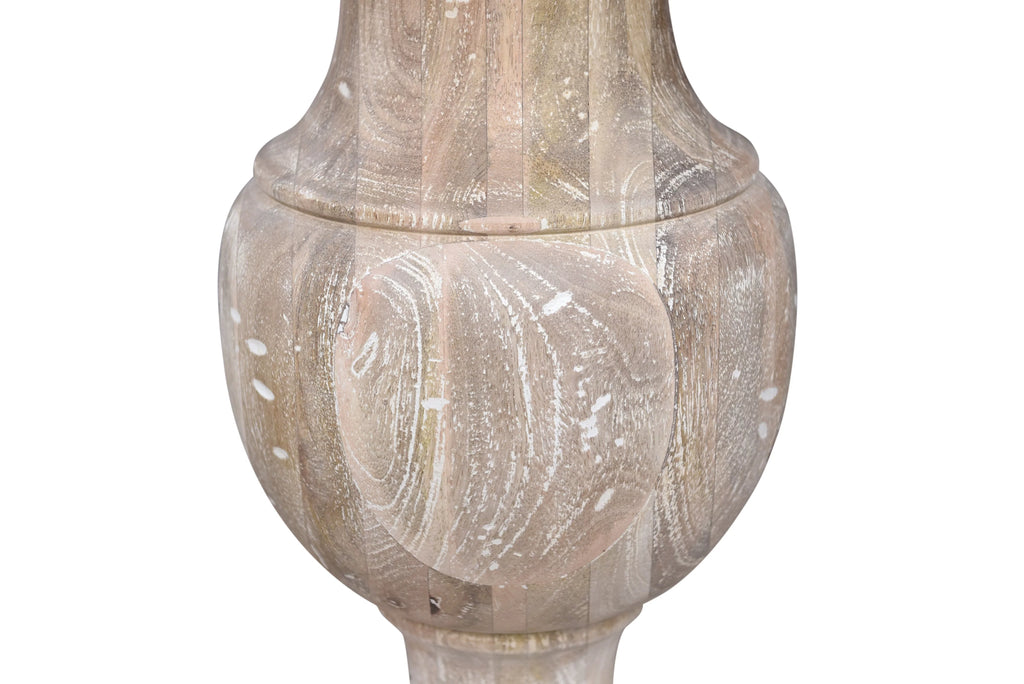 Handmade Marble and Solid Wood Pedestal End Table D8955