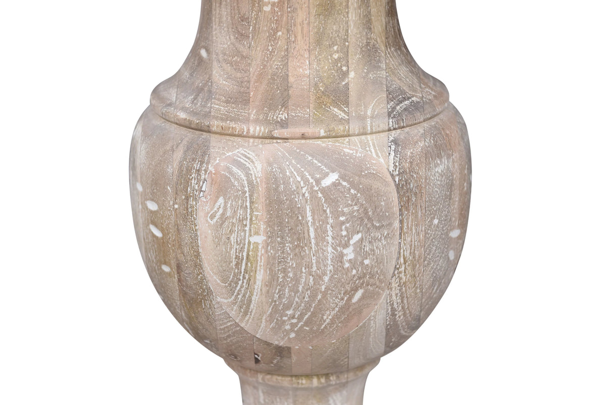 Handmade Marble and Solid Wood Pedestal End Table D8955