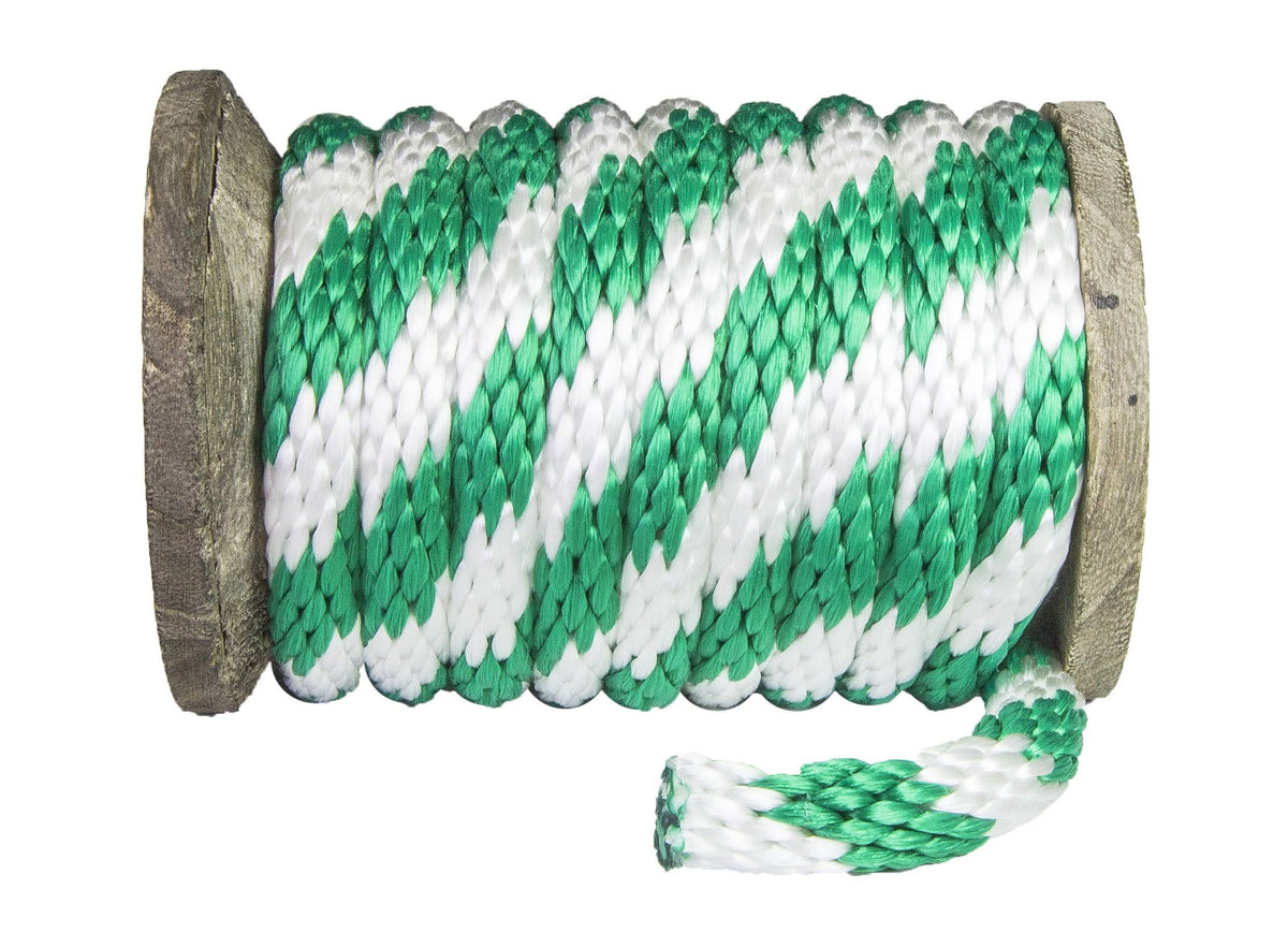 Solid Braid Utility Rope Green & White 1/4 inch x 1000 Feet P458