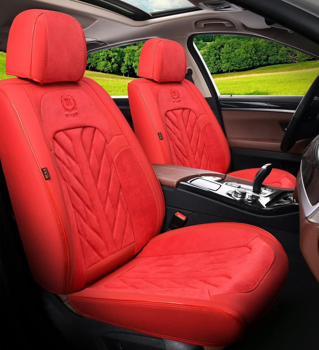 Pink-White Universal 5-Seater Full Set Car Seat Covers W241091