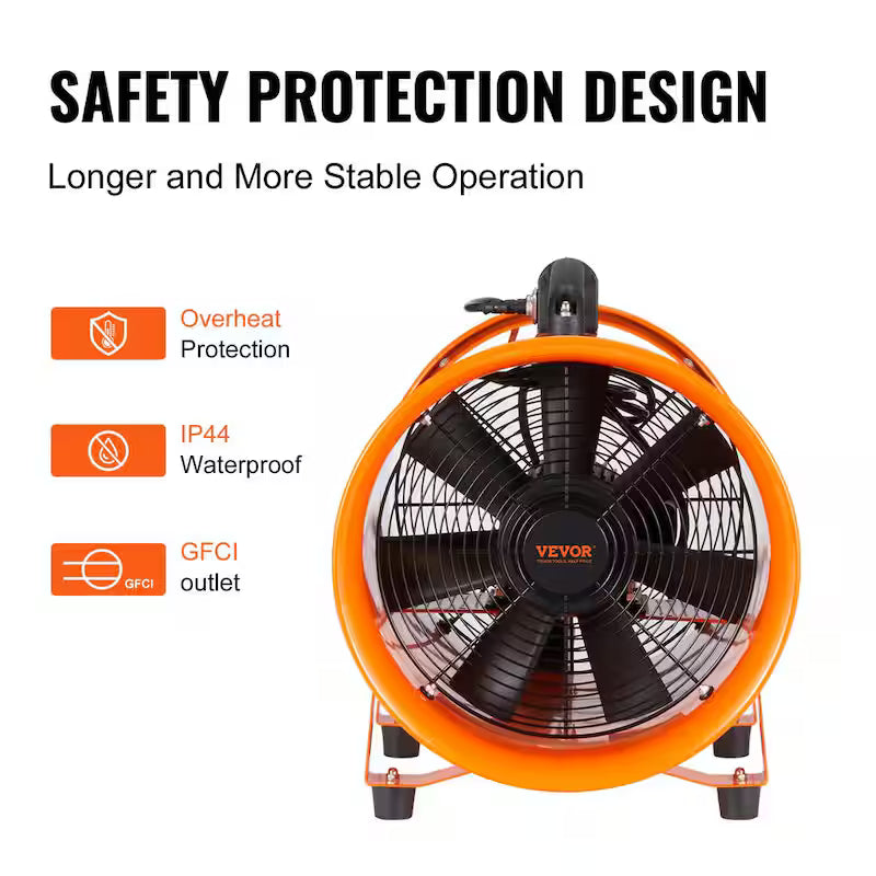 Orange 10 in. Heavy Duty Blower Fan with 33 ft. Duct Hose M78845