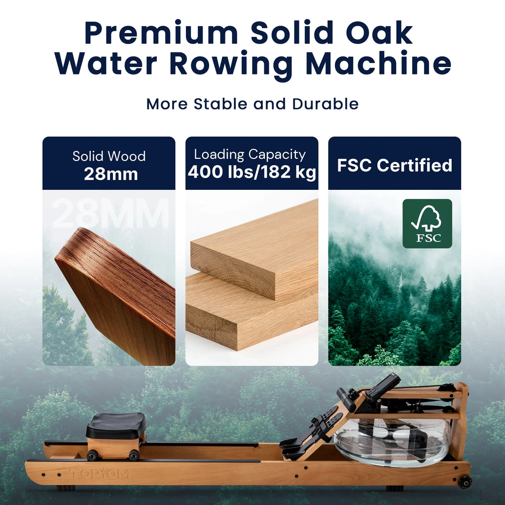 Water Rowing Machine with Performance Monitor Bluetooth 400 lbs Max Load G6141