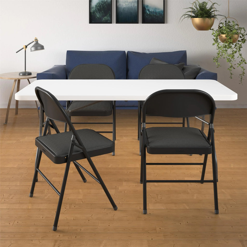 Black Fabric Padded Folding Chair 4 Count P192774