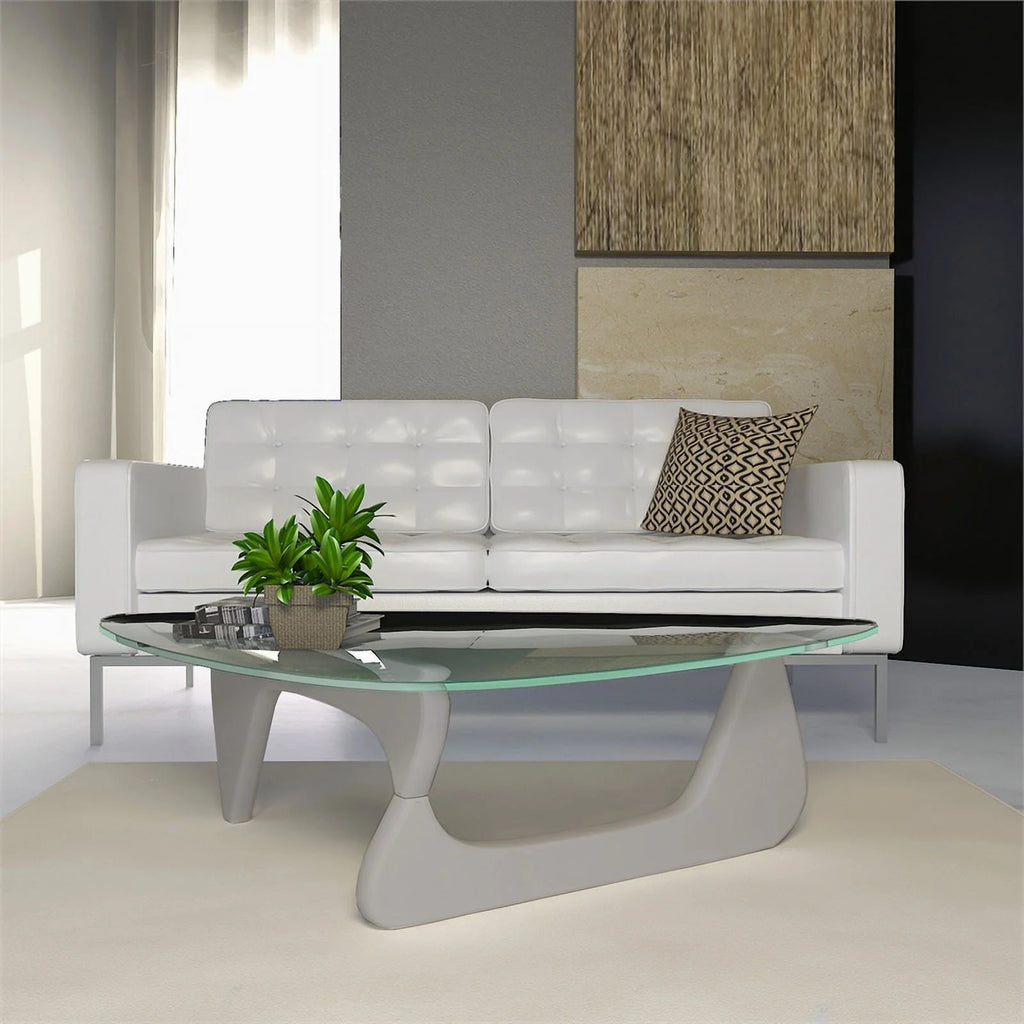 Modern Triangle Wooden Glass Top Coffee Table G148975