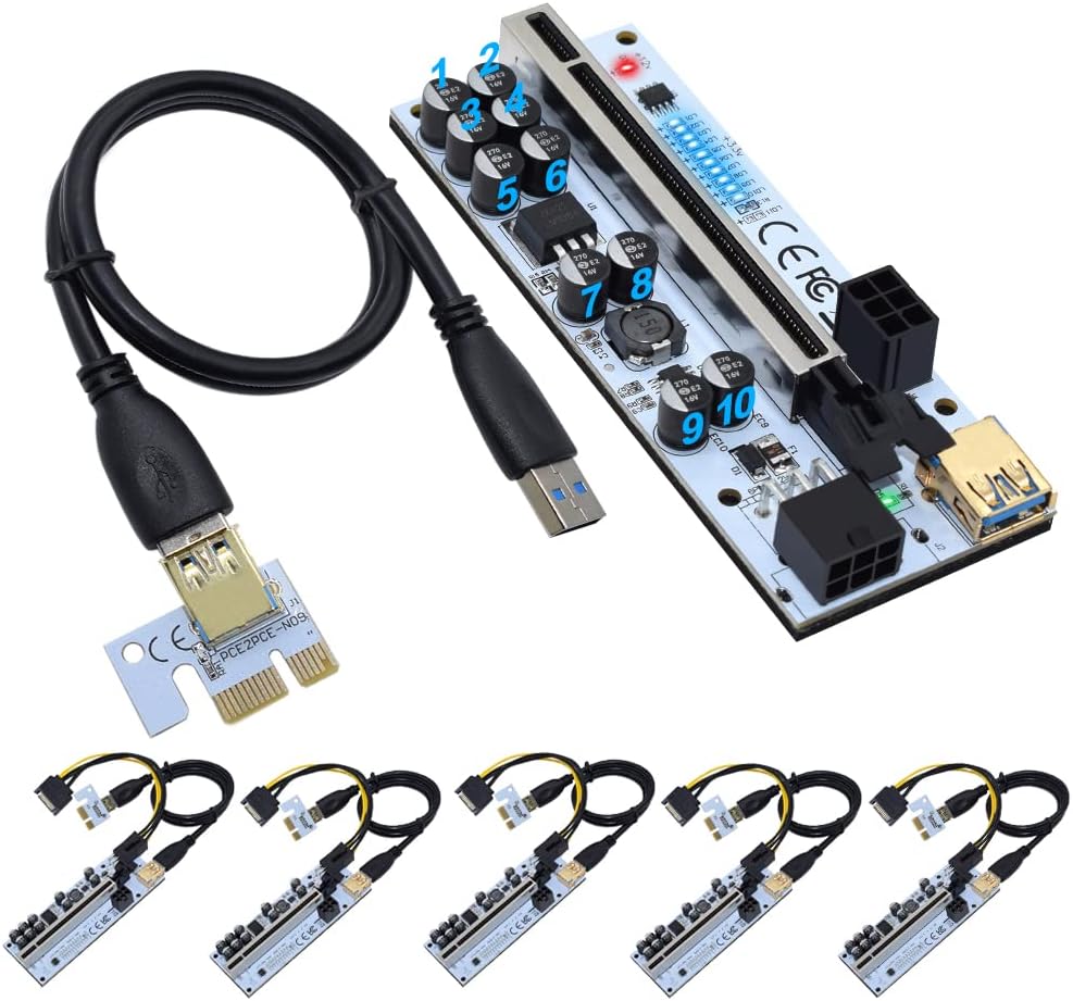 24Inches USB 3.0 PCIe Riser Adapter Card (6 PCS) I8047