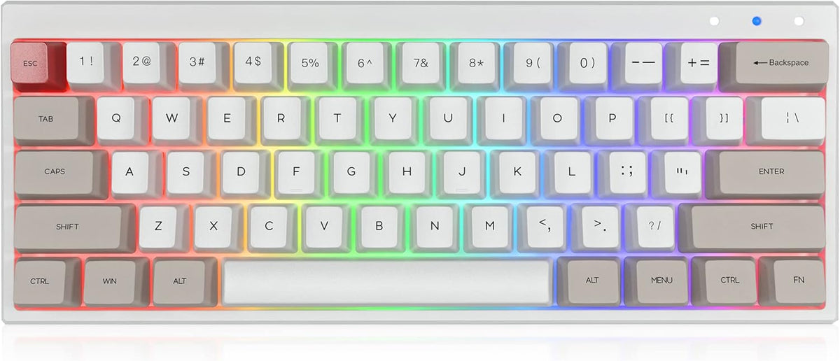 60% Mechanical Gaming Keyboard Hot Swappable RGB Backlit Dye-Sublimation Keycap 61Key Wireless/Wired Keyboard Black Gateron Optical Red S694082