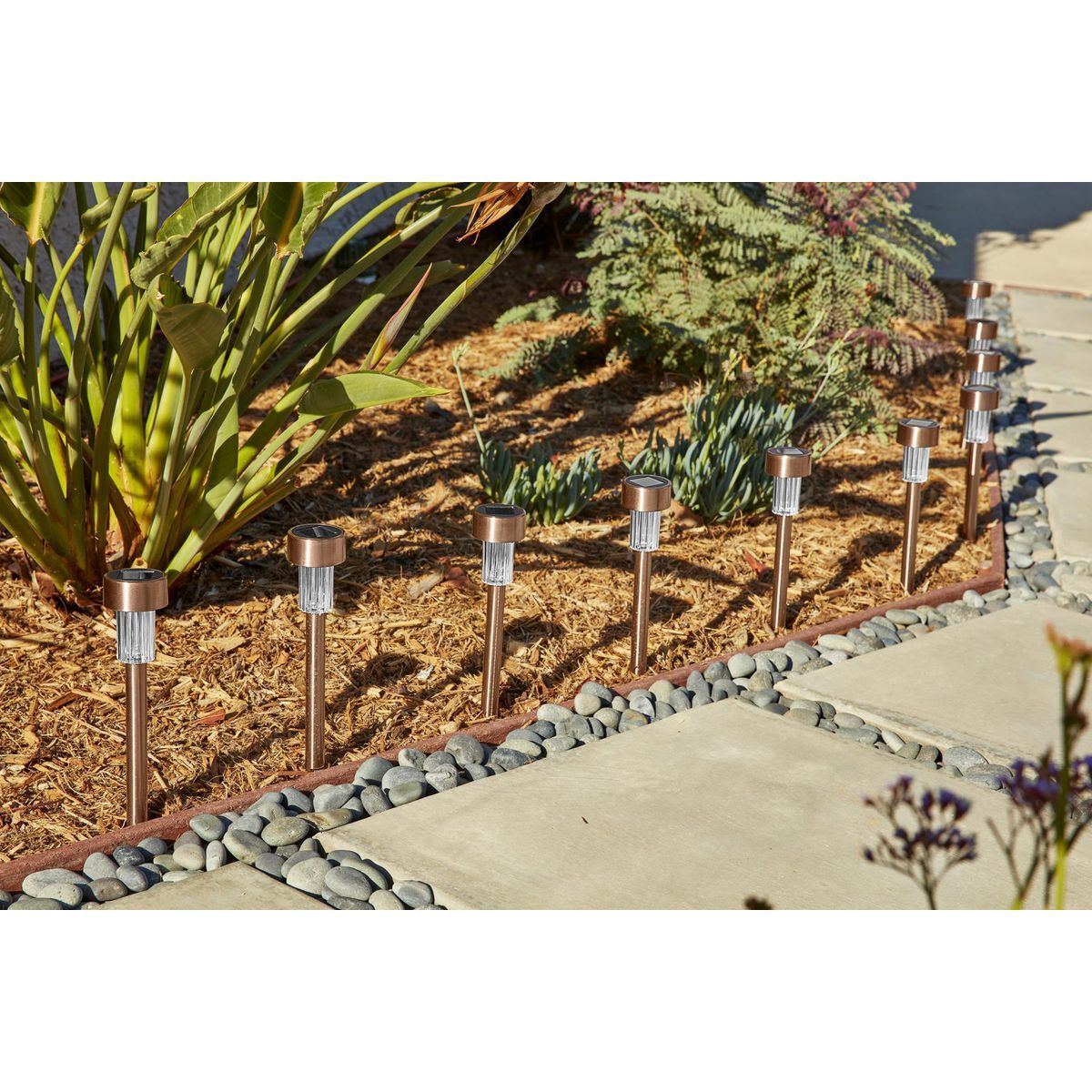 10 in. Solar LED Copper Finish Pathway Lights, 10-Pack N60134