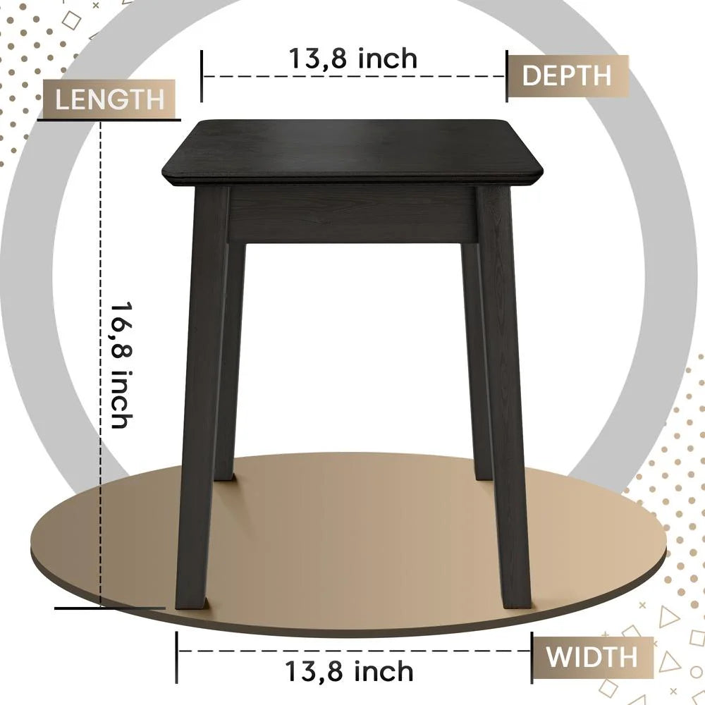 Black Solid Wood Stool Set of 2 G53484