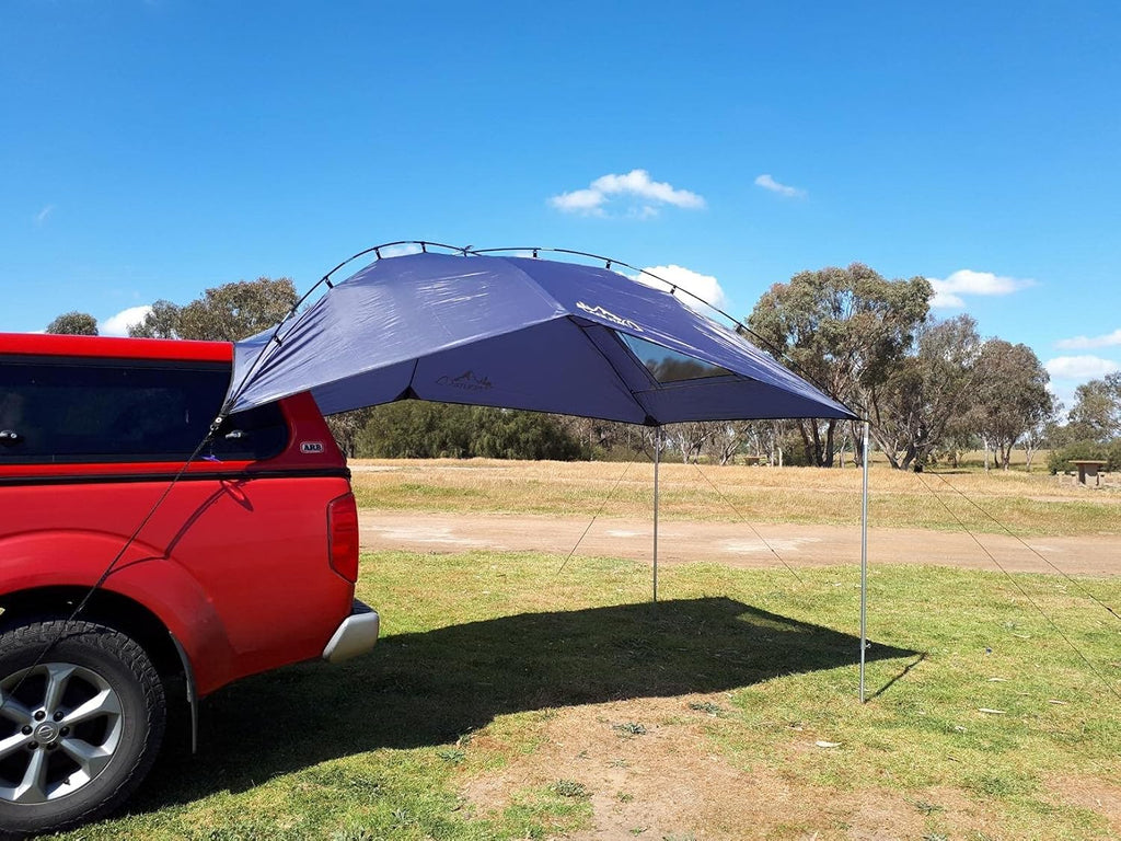 Teardrop Awning for SUV RVing, Car Camping, Trailer and Overlanding Light Weight Truck Canopy Durable Tear Resistant Tarp with 2 Sandbag C136250