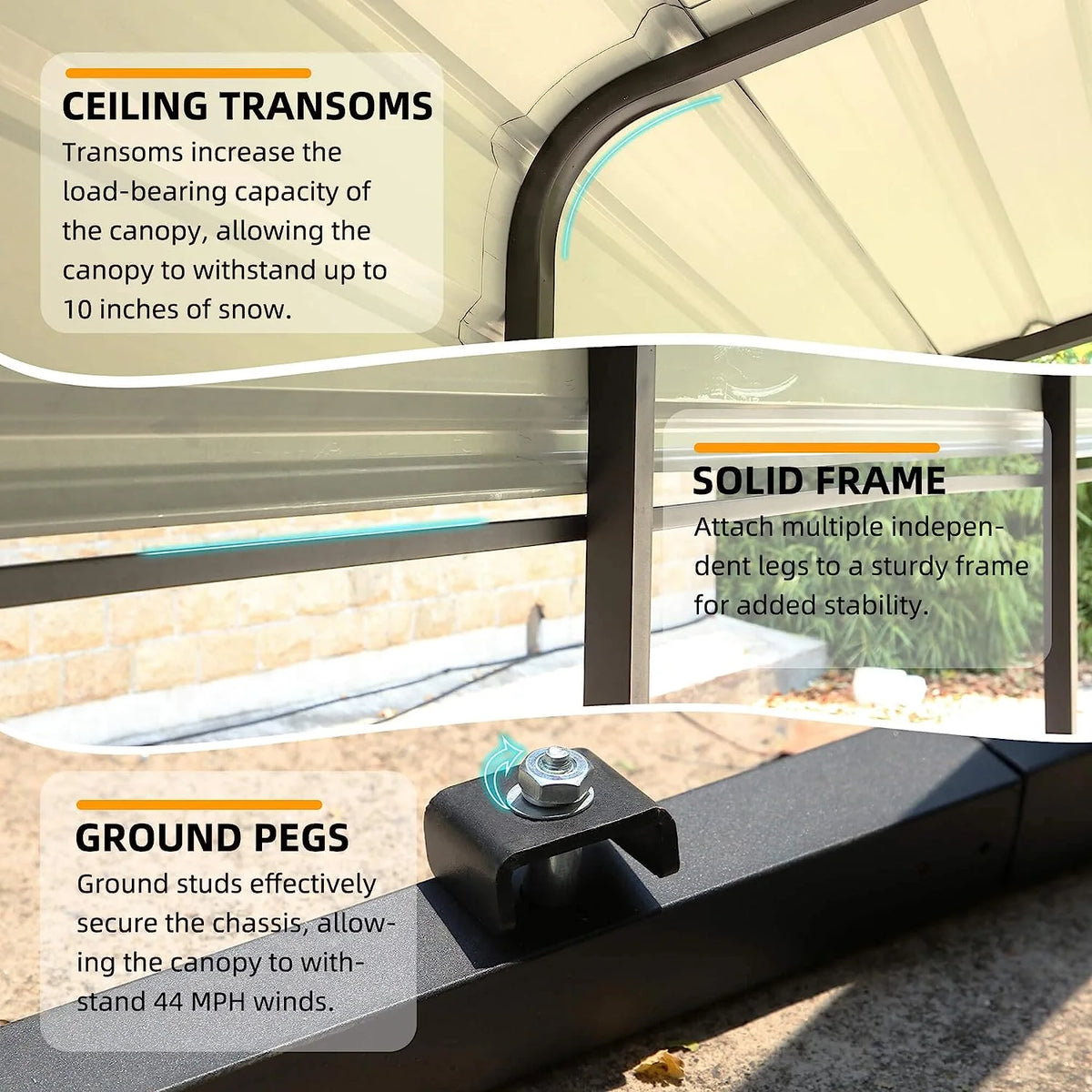 10 x 15 ft Galvanized Steel Carport R722