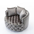 Gray Velvet Tufted Swivel Barrel Chair M4729