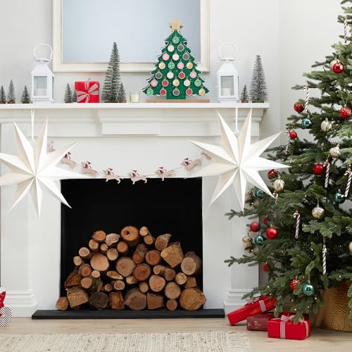 9-Pointed Christmas Paper Star Lanterns 12 Inch White F57491