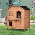 Wooden 2-Story Outdoor Cat House with Escape Door L41448